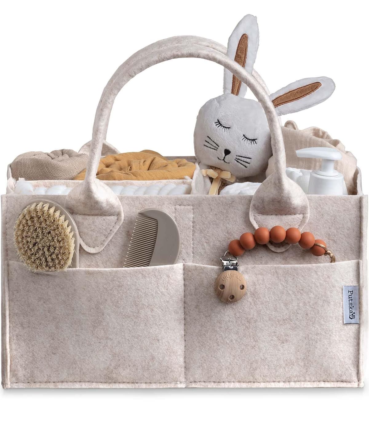 PUTSKA Nursery Storage Basket - Baby Nappy Caddy Organizer for Nappy Station, Newborn Essentials, Baby Shower Gifts and Registry Must-Haves for Boy or Girl — view 10