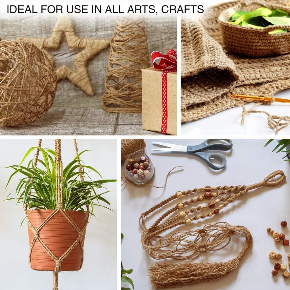 ARVO Natural Jute Twine, 50 m / 164 ft – 2 mm 3-ply Rustic Brown Garden Twine String for Crafts, Floristry, Gift Wrapping & P — view 3