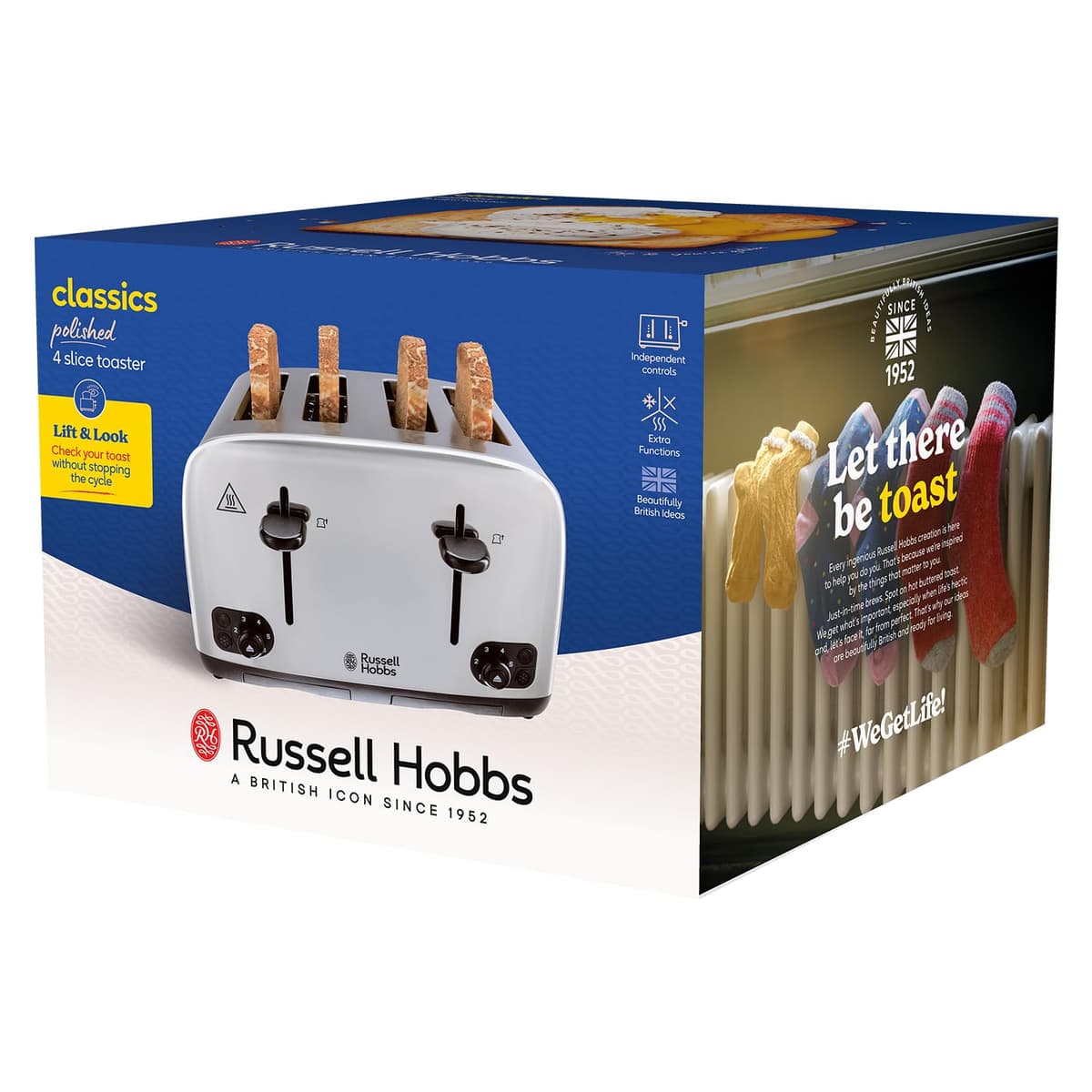 Russell Hobbs 4 Slice Toaster with Perfect Toast Technology for improved evenness (Wide slots, Lift & look feature, 6 Browning levels, Frozen & Cancel function, 1700W, Brushed & Stainless Steel) 24090 — view 8