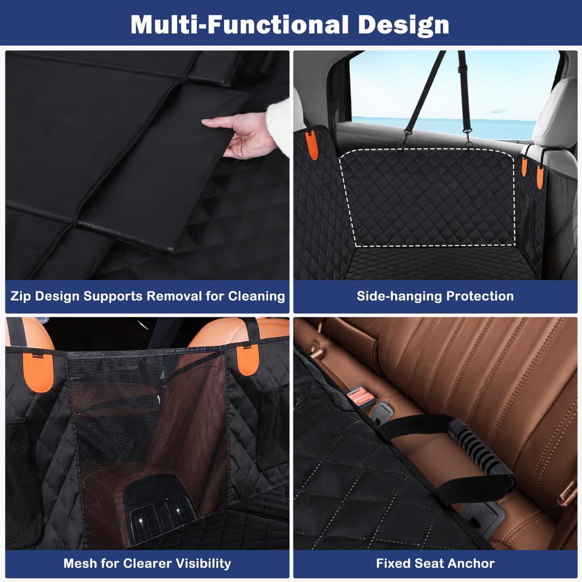 JOEJOY Back Seat Extender for Dogs - Dog Car Seat Cover for Dogs Waterproof & Foldable, Non-Slip Back Seat Cover with Hard Bottom for Cars, Trucks and SUVs, Suit for Travel Camping — view 4