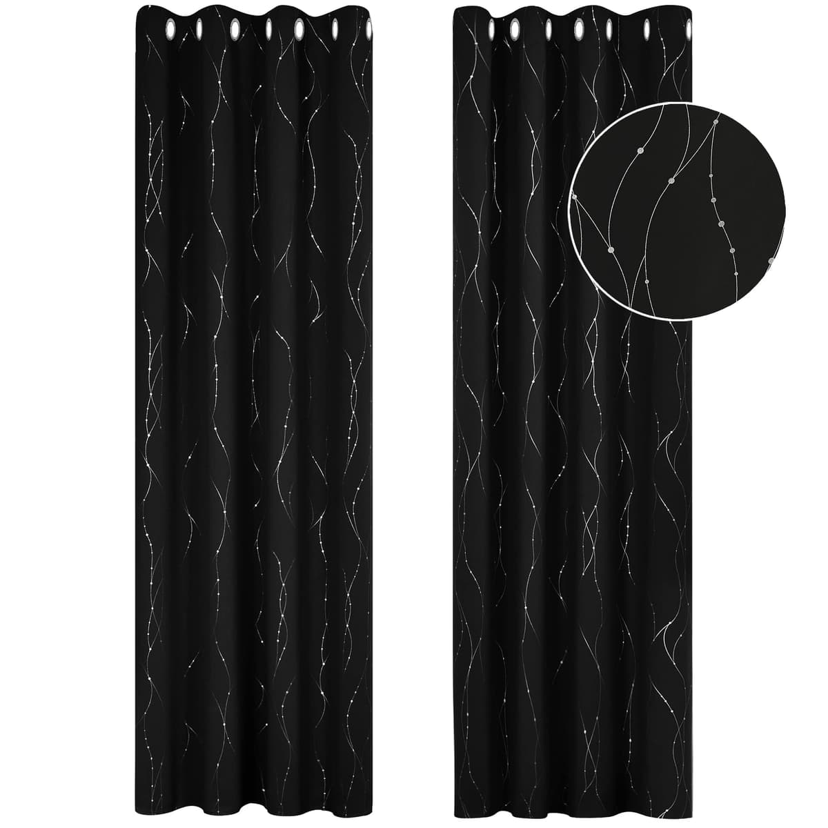 Deconovo Soft Dotted Line Foil Printed Blackout Curtains Thermal Insulated Curtains Eyelet Energy Efficiency Room Darkening Curtains for Bedroom 52 x 72 Inch Light Grey 2 Panels — view 42