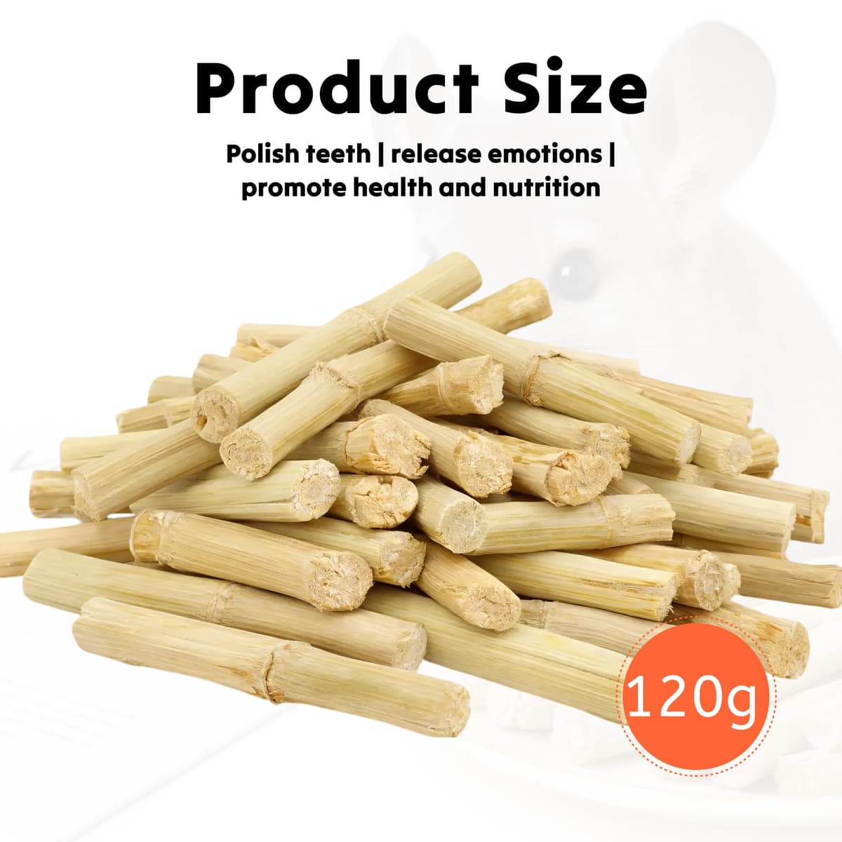 120g Barritas De Bambú Natural para Conejos, palitos Bambu para Conejos, Hámsters, Cobayas Y Chinchillas (Barritas De Bambú Natural 120g) — view 2