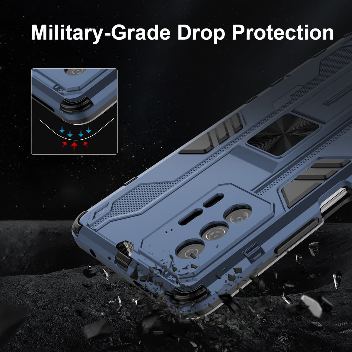 Funda para CMF Phone 2 Pro, Carcasa Antigolpes con Soporte anular metálico, Case Protectora de Grado Militar, Negro — view 285