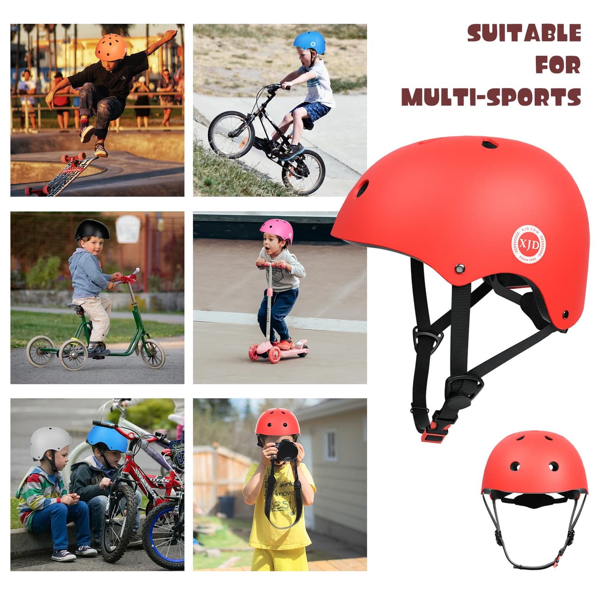 XJD Casco de Ciclismo para Niños Ajustable Casco Bicicleta Niño Casco Infantil Patinete Rollerskate de 3 a 14 Años Protecciones para Múltiples Deportes — view 58