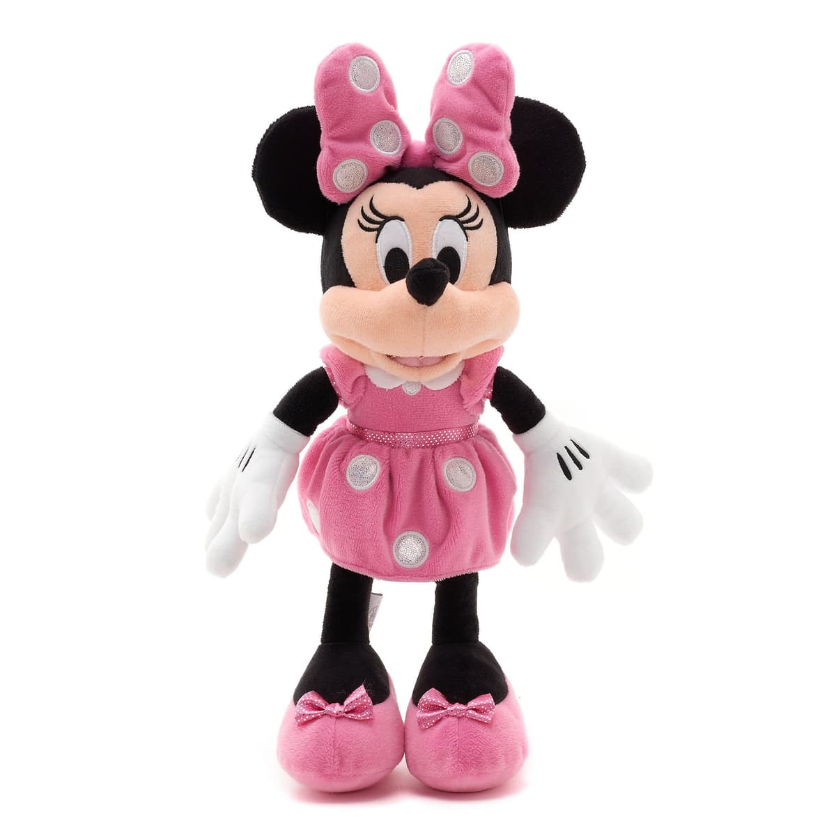 Disney Store: Peluche de Minnie Mouse, 33 cm, Personaje icónico de Peluche con Vestido y Lazo Rosas de Lunares con rasgos faciales Bordados, Adecuado para Todas Las Edades — view 5
