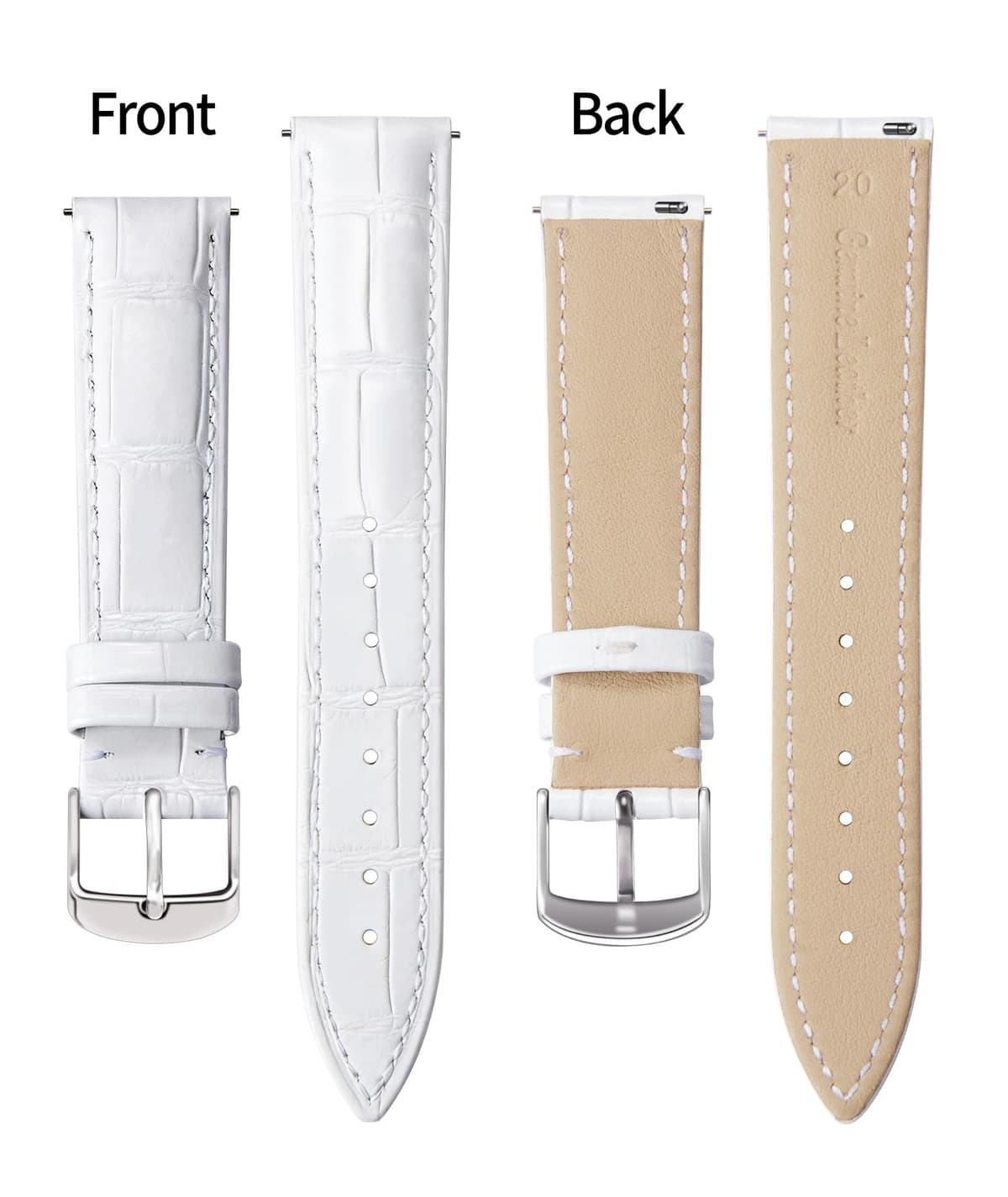 BINLUN Quick Release Leather Watch Straps Replacement Watch Bands Smart Watch Strap Crocodile Pattern in 10 Colors 13 Sizes with Silver/Gold/Rose-Gold Buckle for Men Women(10mm-24mm) — view 44