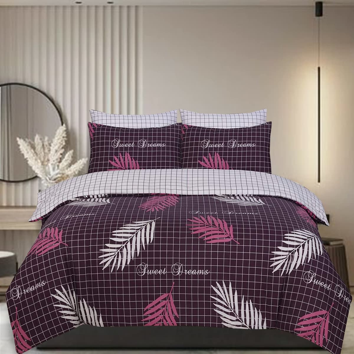 DTEX HOMES Double Duvet Set 100% Pure Cotton Reversible Printed Hotel Quality Duvet Cover Ultra Soft Easy Care double bedding Set Super Soft and Luxury Duvet Cover Sets (Balia Silver) — view 11
