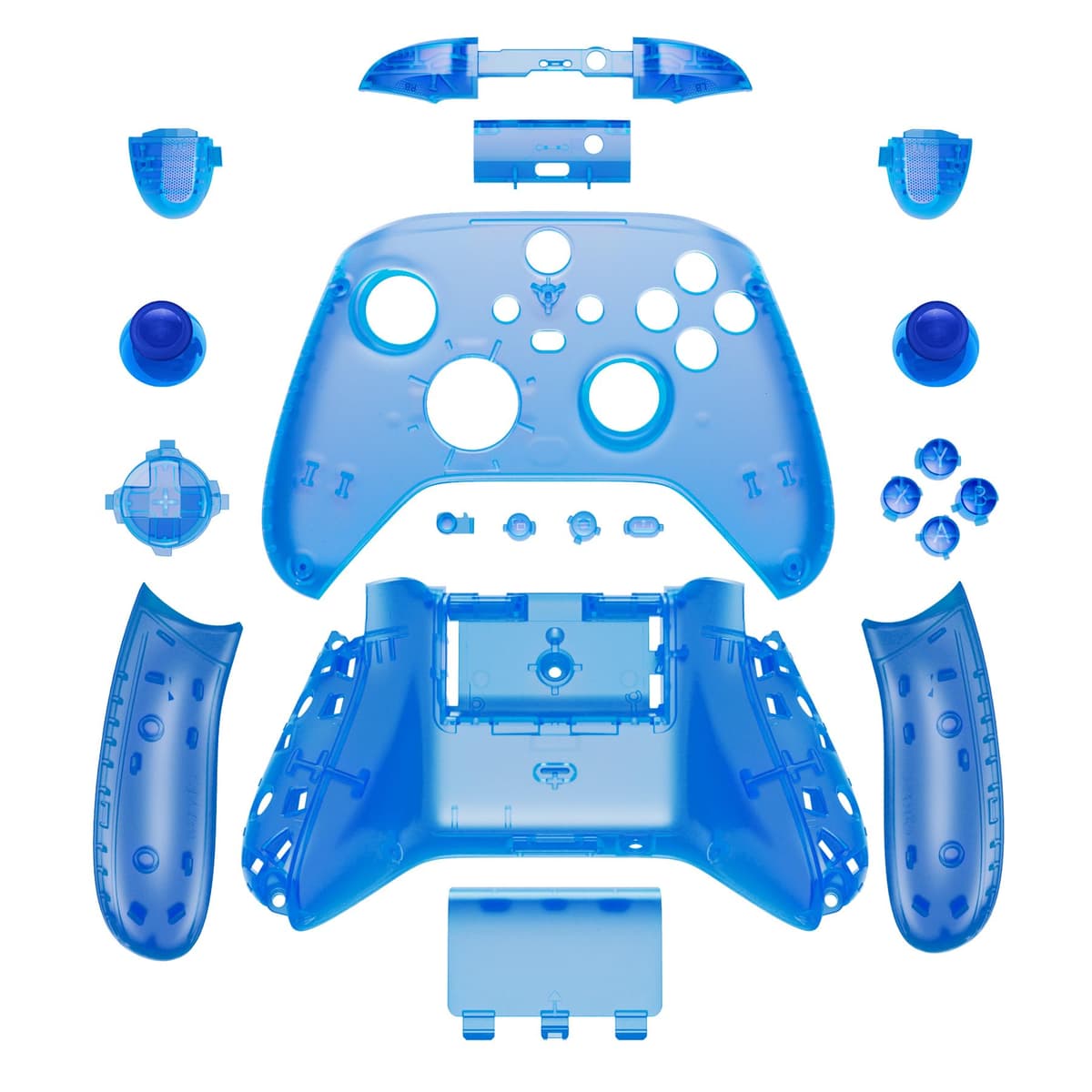 eXtremeRate Carcasa Transparente para Xbox Series X S Mando Carcasa Completa Protector Placa Trasera Funda Frontal Empuñadura Agarre con Botones para Xbox Series S X Control-No Incluye Mando(Azul) — view 3