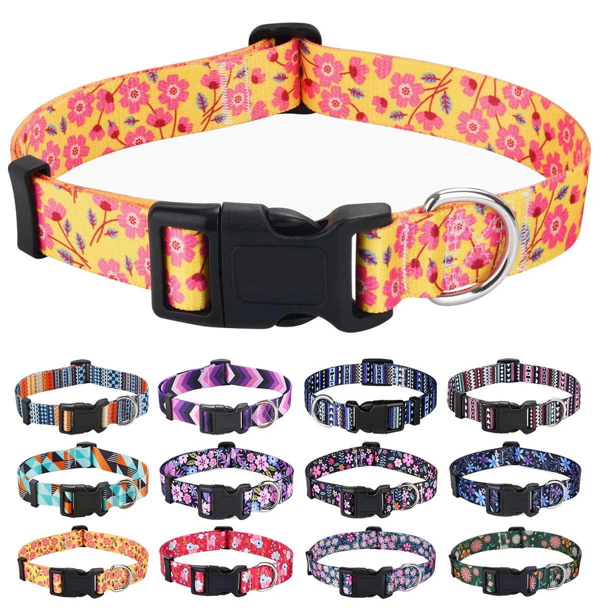 Mihqy Dog Collar for Small Dogs, Cute Small Medium Large Dog Pet Collar, with Floral Patterns, Soft Adjustable for Boy Girl Female Male Puppy Dog Collar(Floral Pink,S) — view 28