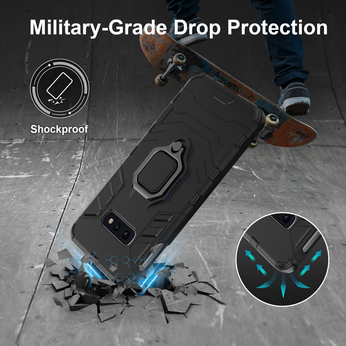 Funda para CMF Phone 2 Pro, Carcasa Antigolpes con Soporte anular metálico, Case Protectora de Grado Militar, Negro — view 322