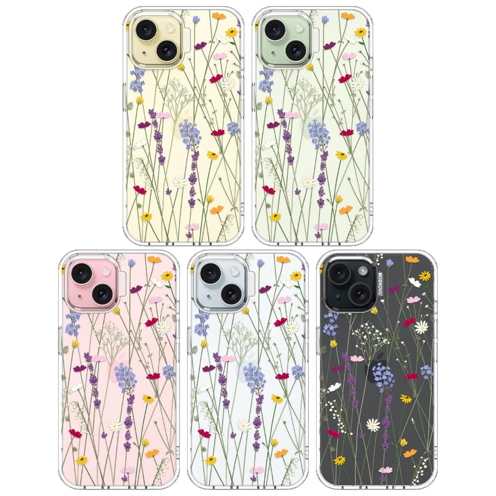 MOSNOVO Case for iPhone 15 Plus / 14 Plus [Buffertech 6.6ft Military-Grade Drop Protection] [Anti Peel Off Tech] Clear TPU Bumper Phone Case Cover Design - Floral Garden — view 3