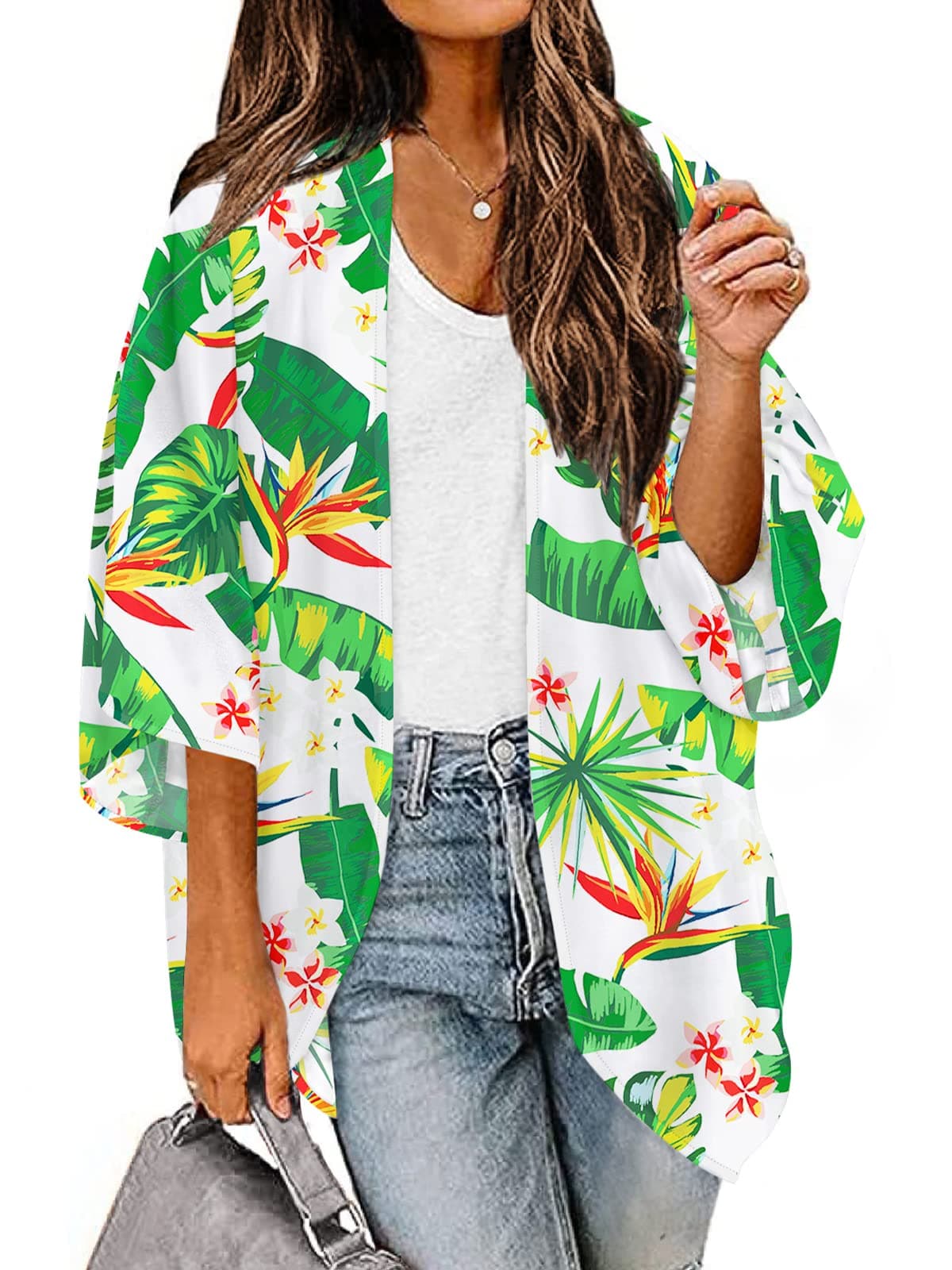 MayBuy Women's Summer Long Flowy Kimono Cardigans Boho Chiffon Floral Beach Cover Up Tops — view 25