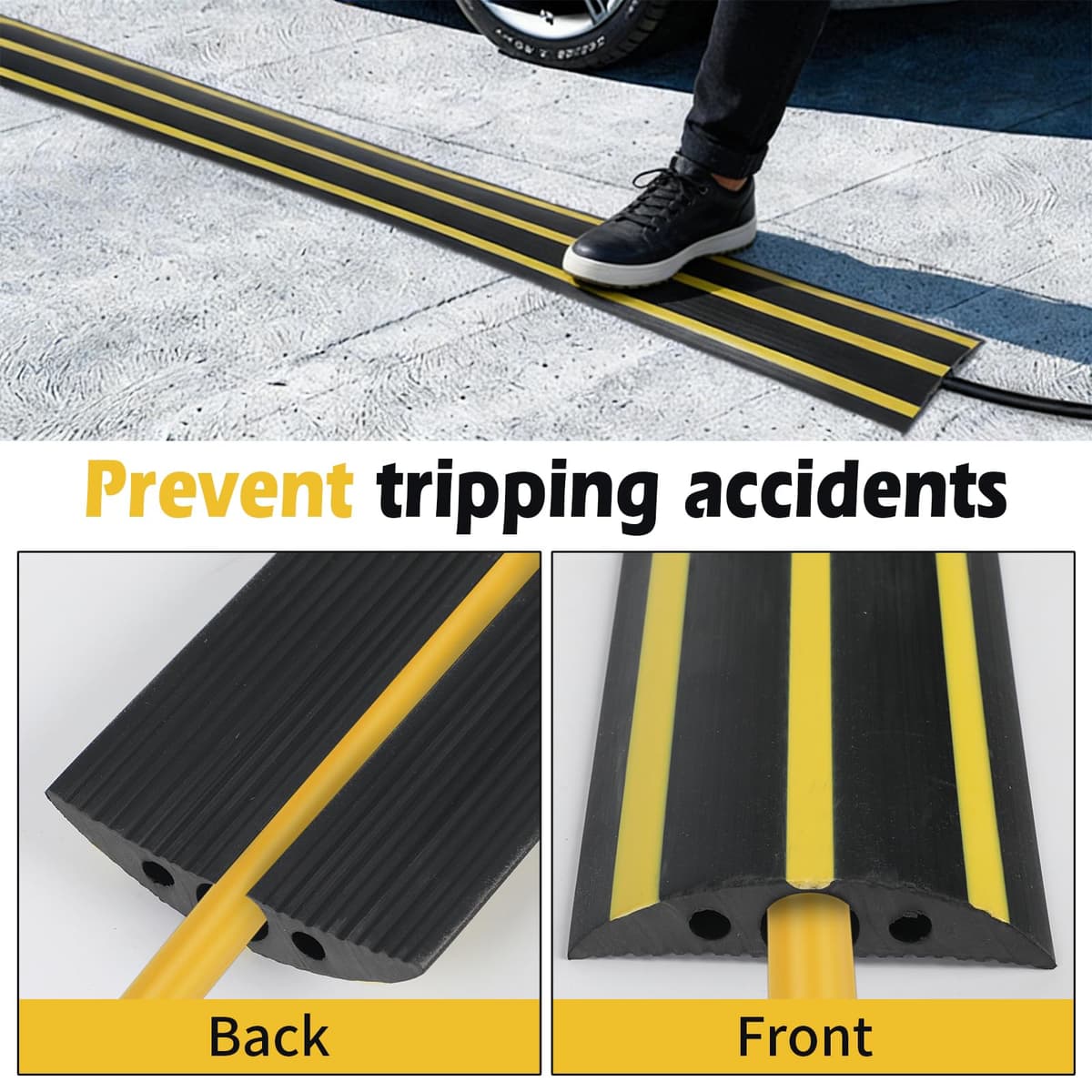 jackfru EV Cable Protector for Type 2 Cable – Flat Drive-Over Charger Protector Outdoor Cable Protector & EV Charger Cover, Weatherproof PVC Cable Duct for Driveway & Garage (2 m) — view 4