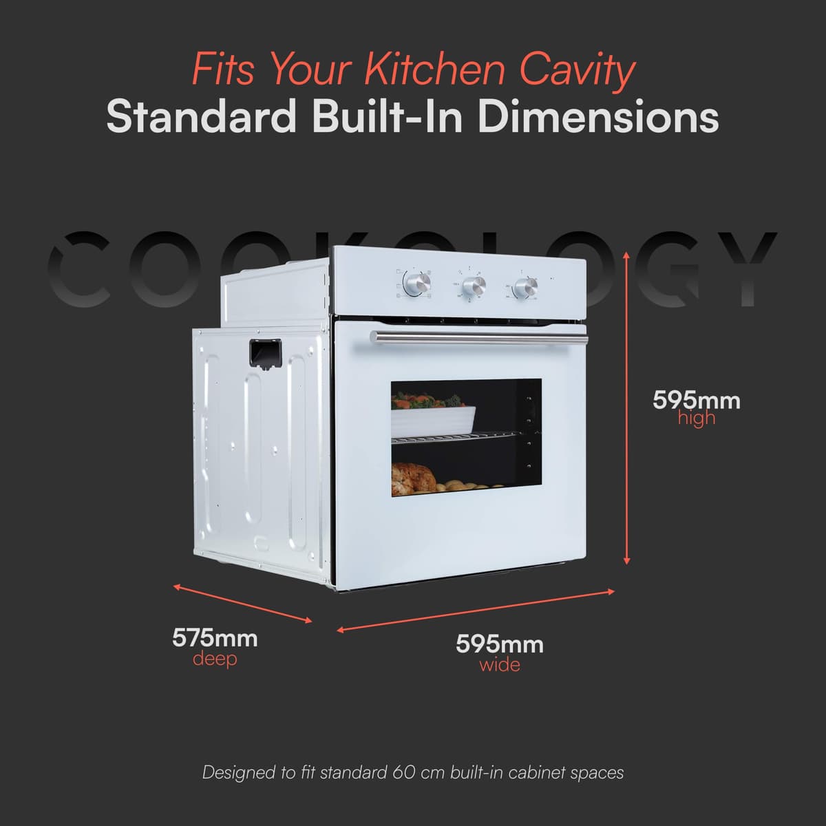 Cookology COF600WH 60cm White Built-in Single Electric Fan Forced Oven & timer — view 3