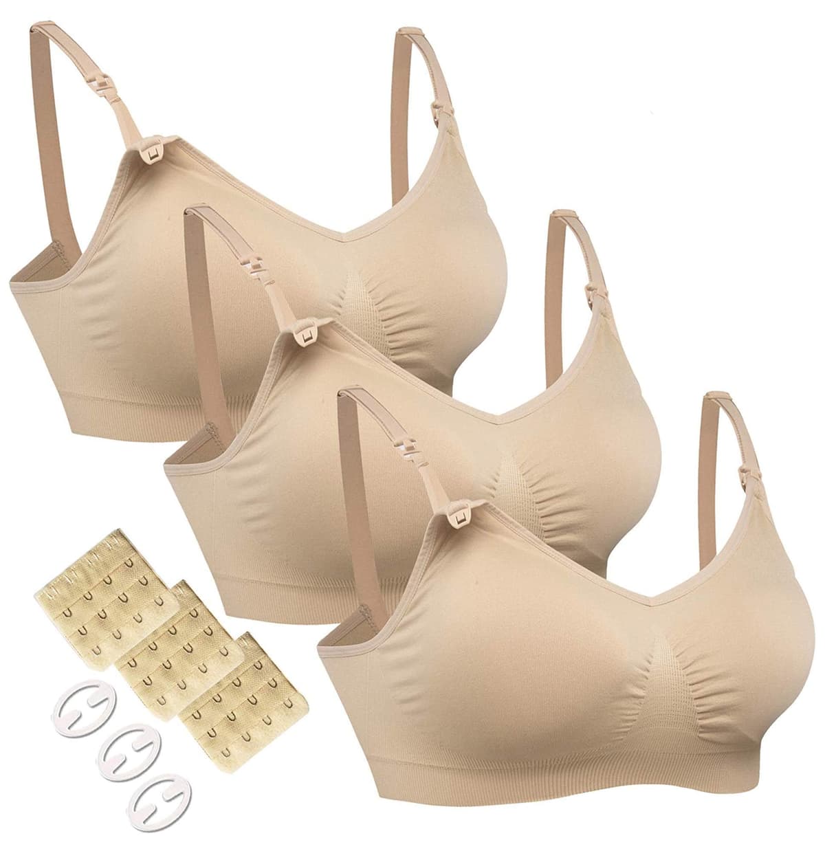 HOFISH 3PACK Full Bust Seamless Nursing Maternity Bras Bralette S-XXL with Extra Bra Extenders & Clips — view 8