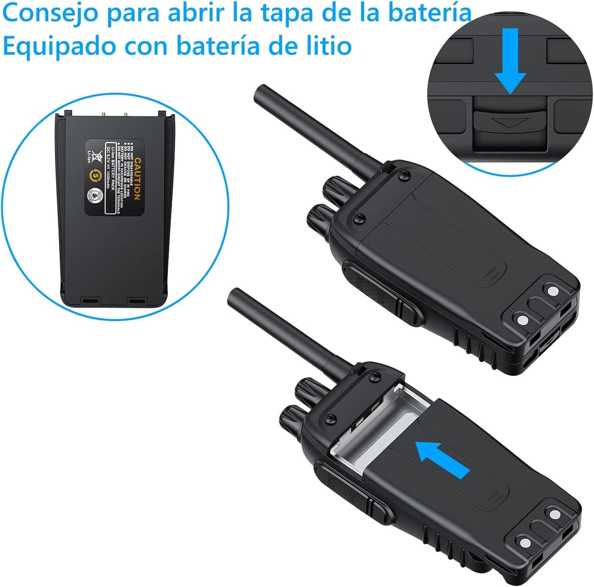 eSynic 2PCS Walkie Talkies de Larga Distancia con Auriculares Walkie-Talkie Profesional 16 Canales 1500mAh con Cargador USB Soporta VOX para Sobrevivir en el Campo Ciclisimo — view 7