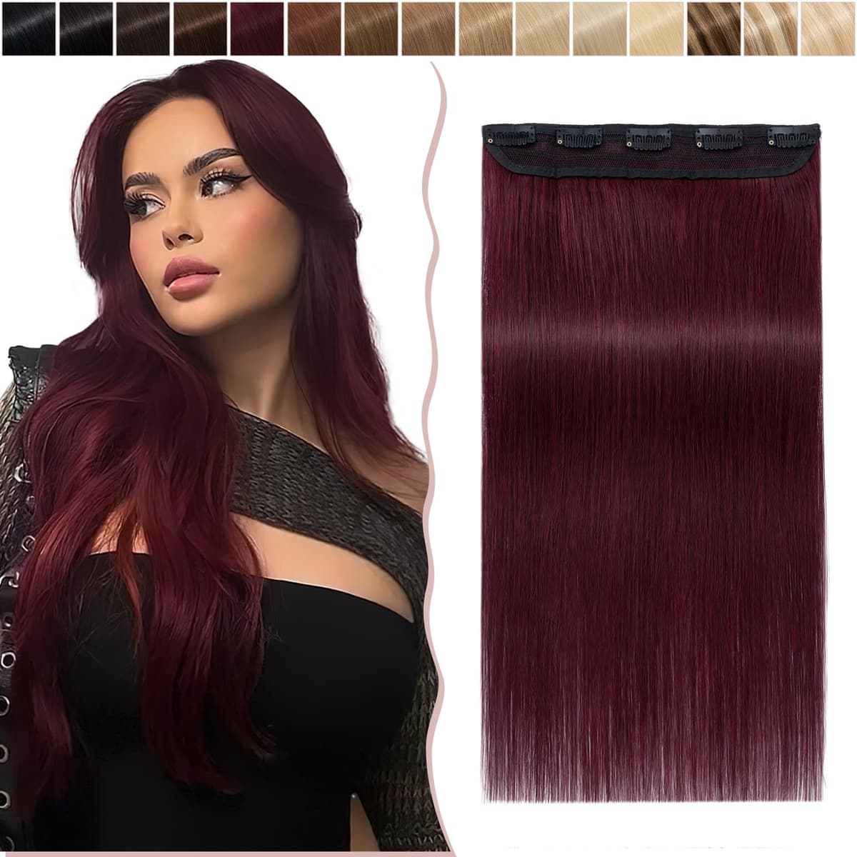 12 inch Clip in Hair Extension Human Hair One Piece 100% Real Remy [#2 Dark Brown] 3/4 Full Head Straight Hair Pieces for Women Invisible Short (40g) — view 25