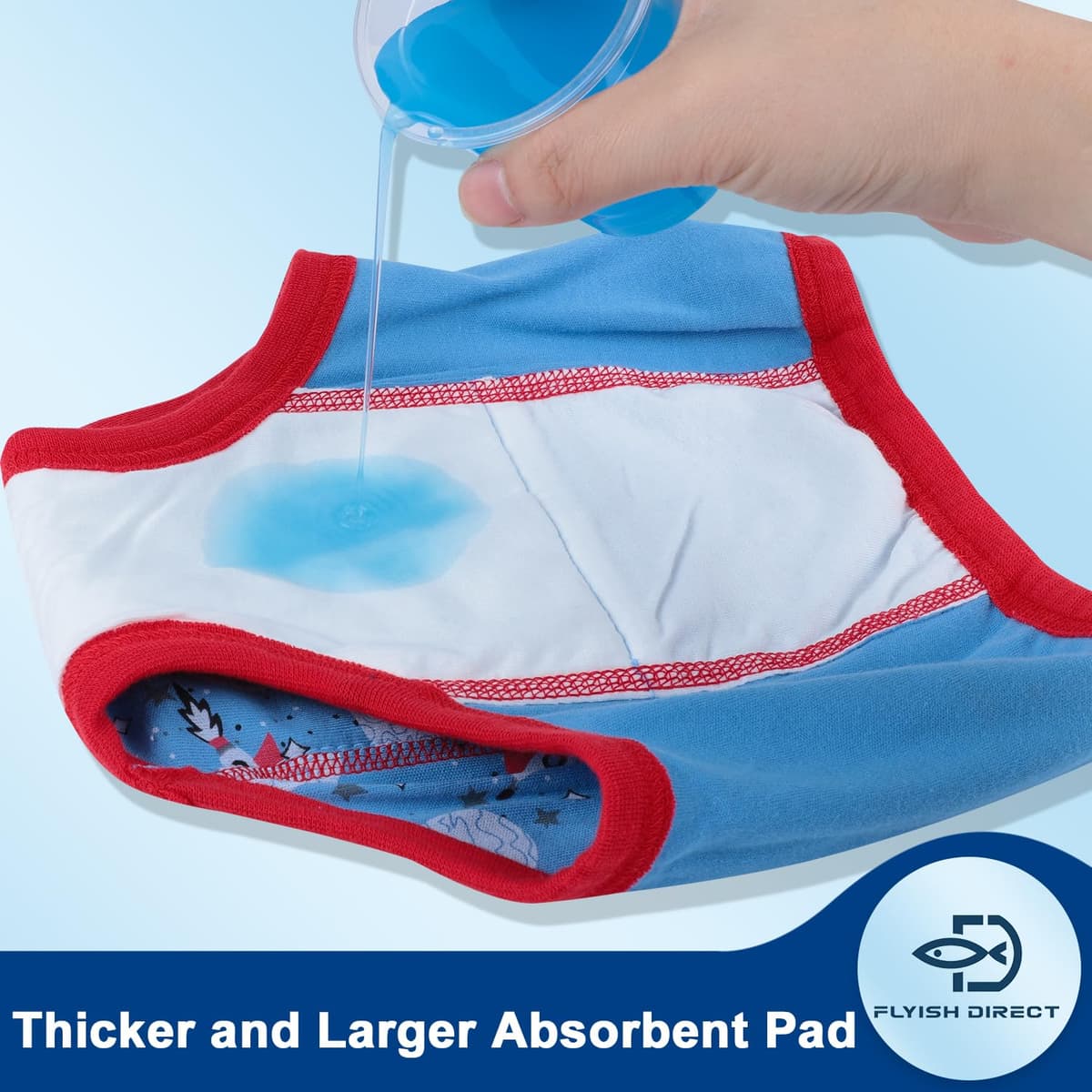 FLYISH DIRECT Calzones de Entrenamiento 10 Paquetes, Bragas de Aprendizaje Niños, 100% Algodón Absorbentes Pantalones de Entrenamiento para Niños 3 Años, Azul Claro — view 4