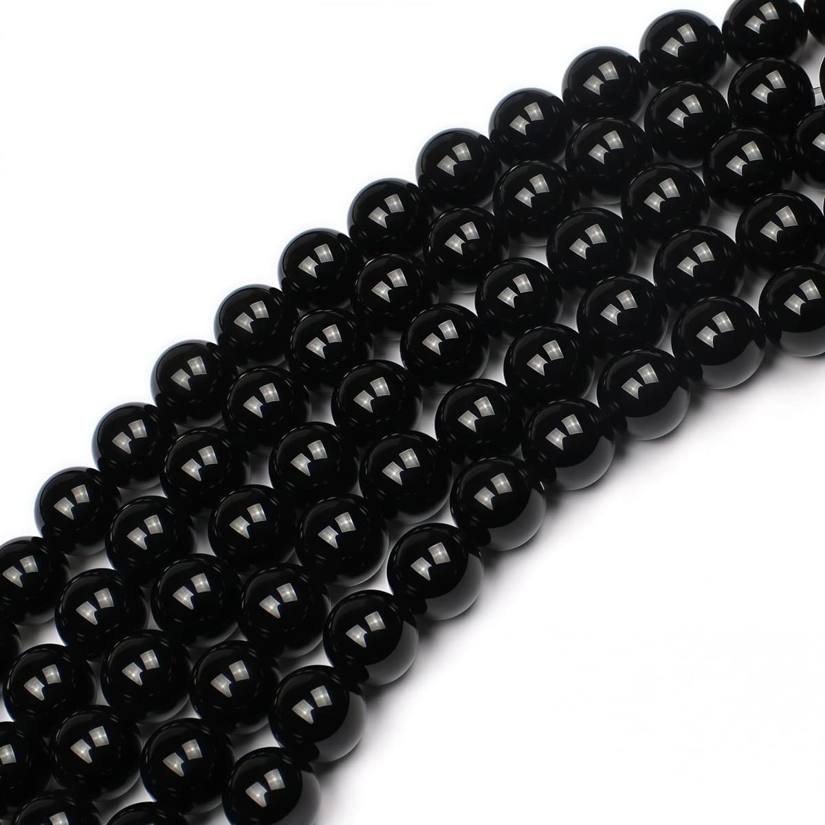 MJDCB Natural Round Stone Beads 8mm Black Onyx Loose Gemstone Beads for Jewelry Making Bracelet Necklace 43pcs — view 5