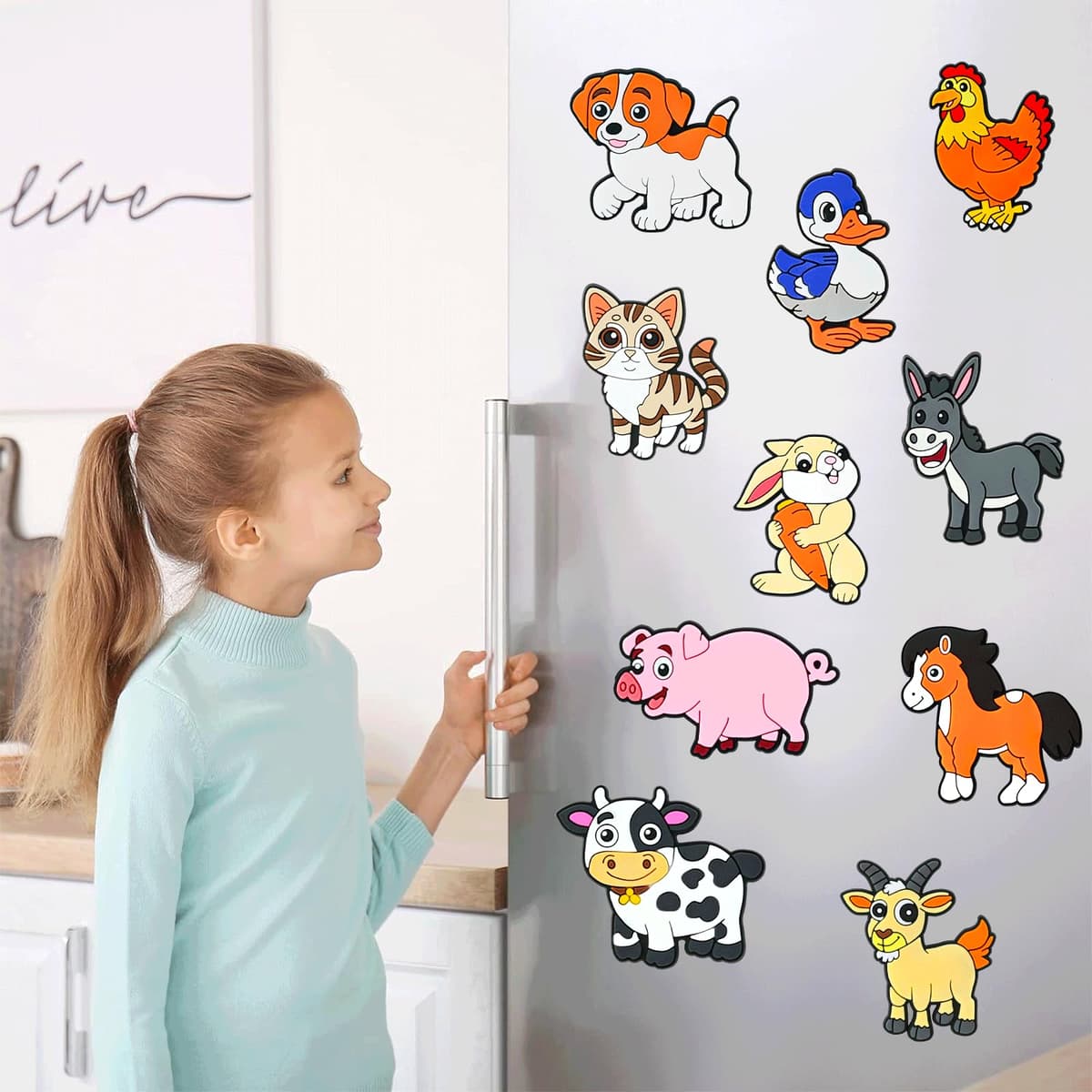 10 imanes de nevera para niños, lindos imanes de animales de granja para niños pequeños, juguetes educativos y decoración para habitación infantil y cocina, regalo educativo para bebés — view 4