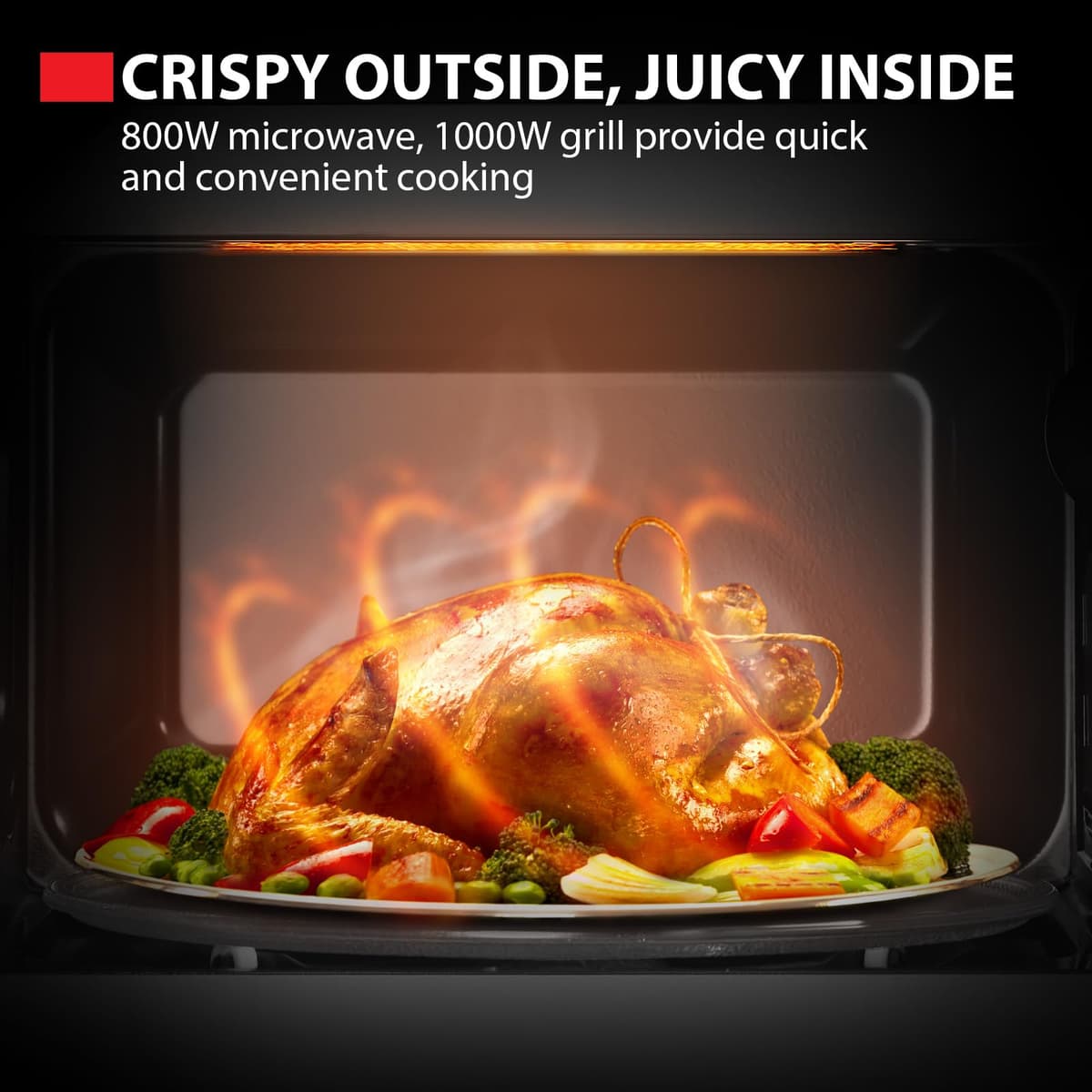 Toshiba Black Microwave 20 Liter Digital 800W Microwave Oven with 1000W Grill, Combination compact with 5 Power Levels, 8 Auto Menus, Grill, Combi, Digital Clock, Mirror Door Finish, MW3-AG20PF(MB) — view 2