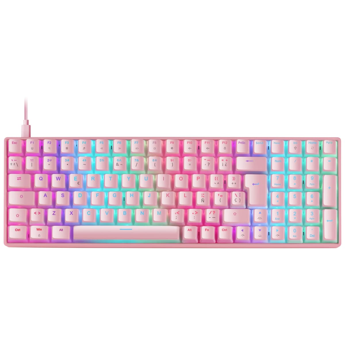 Mars Gaming MKMINIPRO, Portugués, Teclado Mecánico Compacto 60%, Switches Mecánicos Hot-Swappable, Iluminación RGB Chroma, Teclado Gaming Antighosting, Multiplataforma, Switch Azul, Blanco — view 18