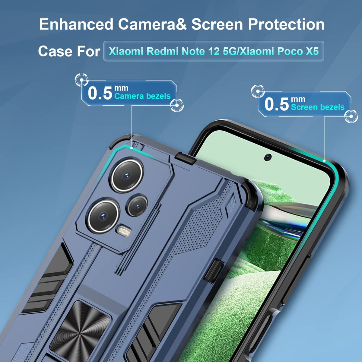 Funda para CMF Phone 2 Pro, Carcasa Antigolpes con Soporte anular metálico, Case Protectora de Grado Militar, Negro — view 1348