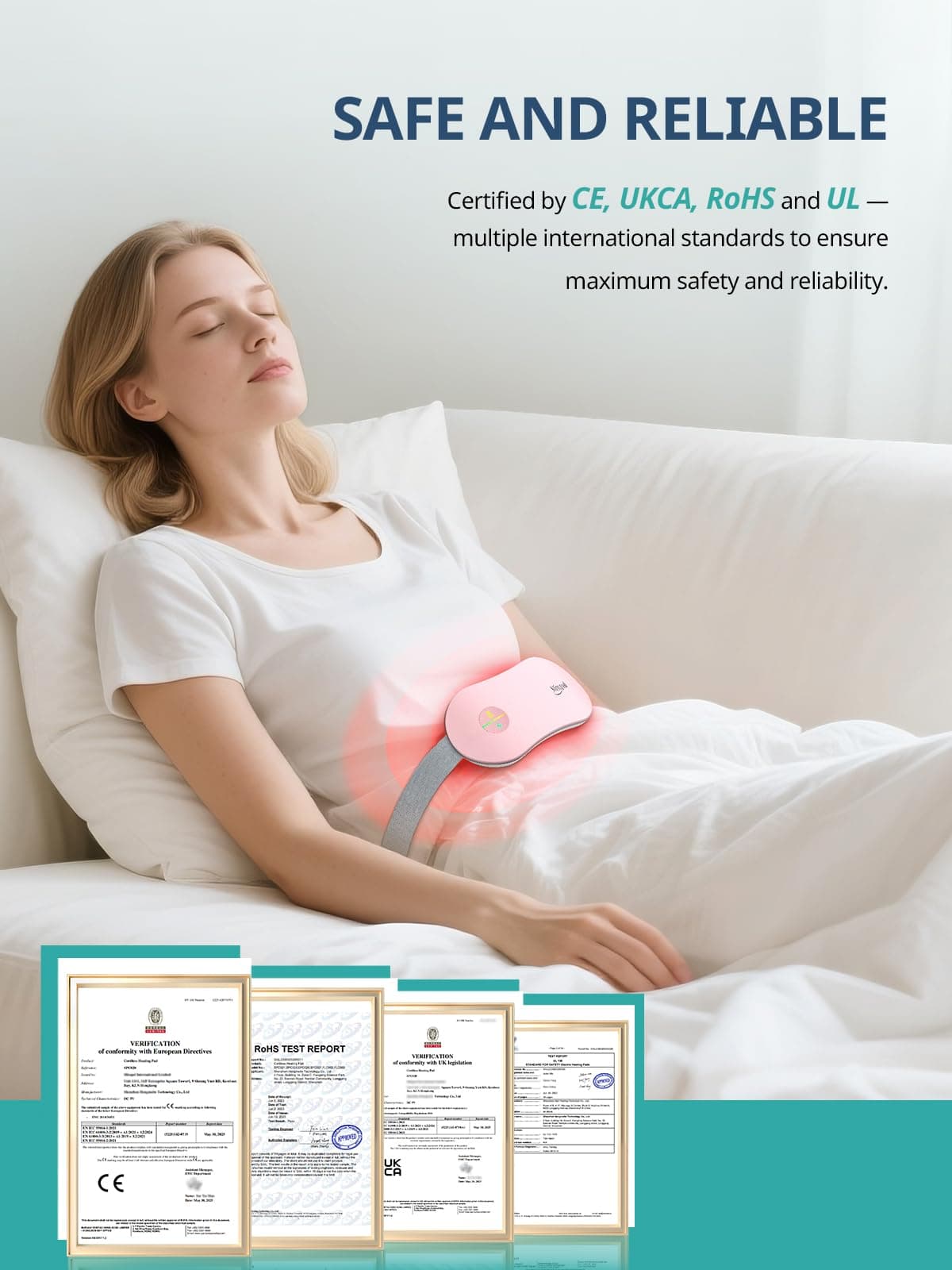 Slimpal Almohadilla Térmica, Cinturón Calefactor Eléctrico Inalámbrico Portátil, Cinturón de Calefacción Recargable Eléctrico, Regalos Para Mujeres y niñas, Rosa — view 5