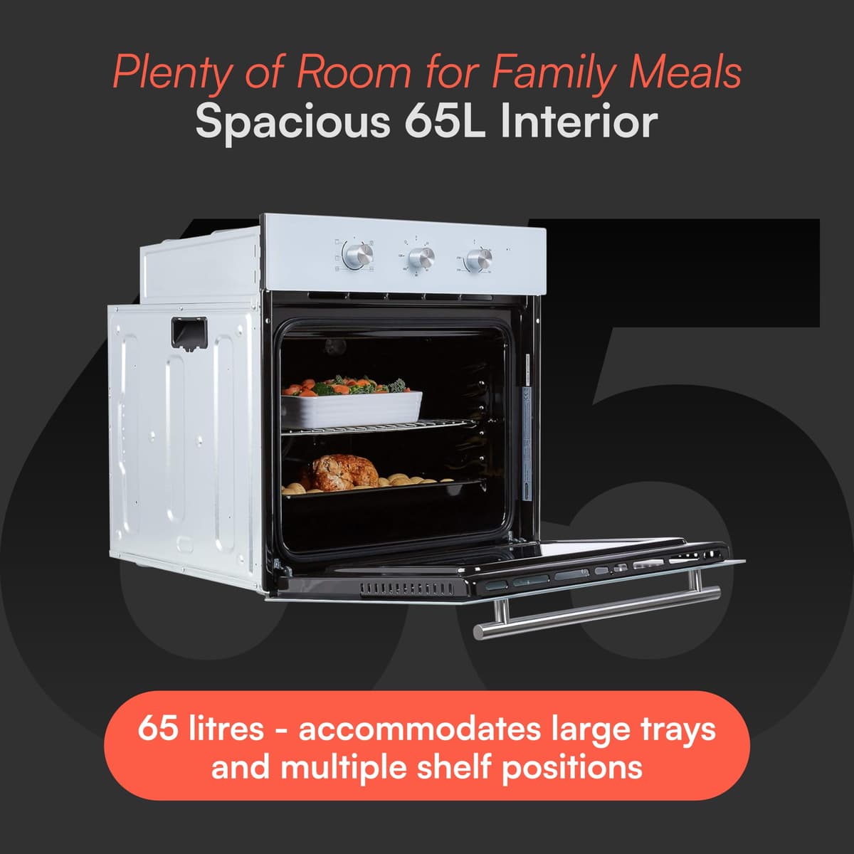 Cookology COF600WH 60cm White Built-in Single Electric Fan Forced Oven & timer — view 4