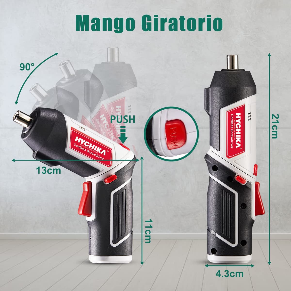 Destornillador Eléctrico, HYCHIKA 6Nm Bateria 3.6V 2,0 Ah, LED Luz, Carga Cable USB, 20 Accesorios, Para Reparaciones en El Hogar — view 6