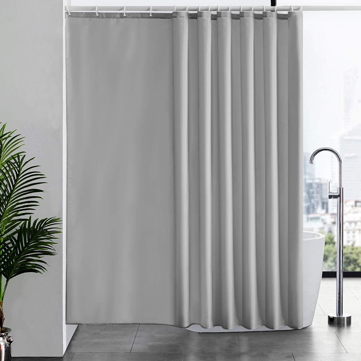 Furlinic Cortina Ducha 200x200cm Antimoho Impermeable Lavable Blanco Tela Poliéster Grandes Cortinas de Baño con 12 Aros de Cortina Ducha. — view 85