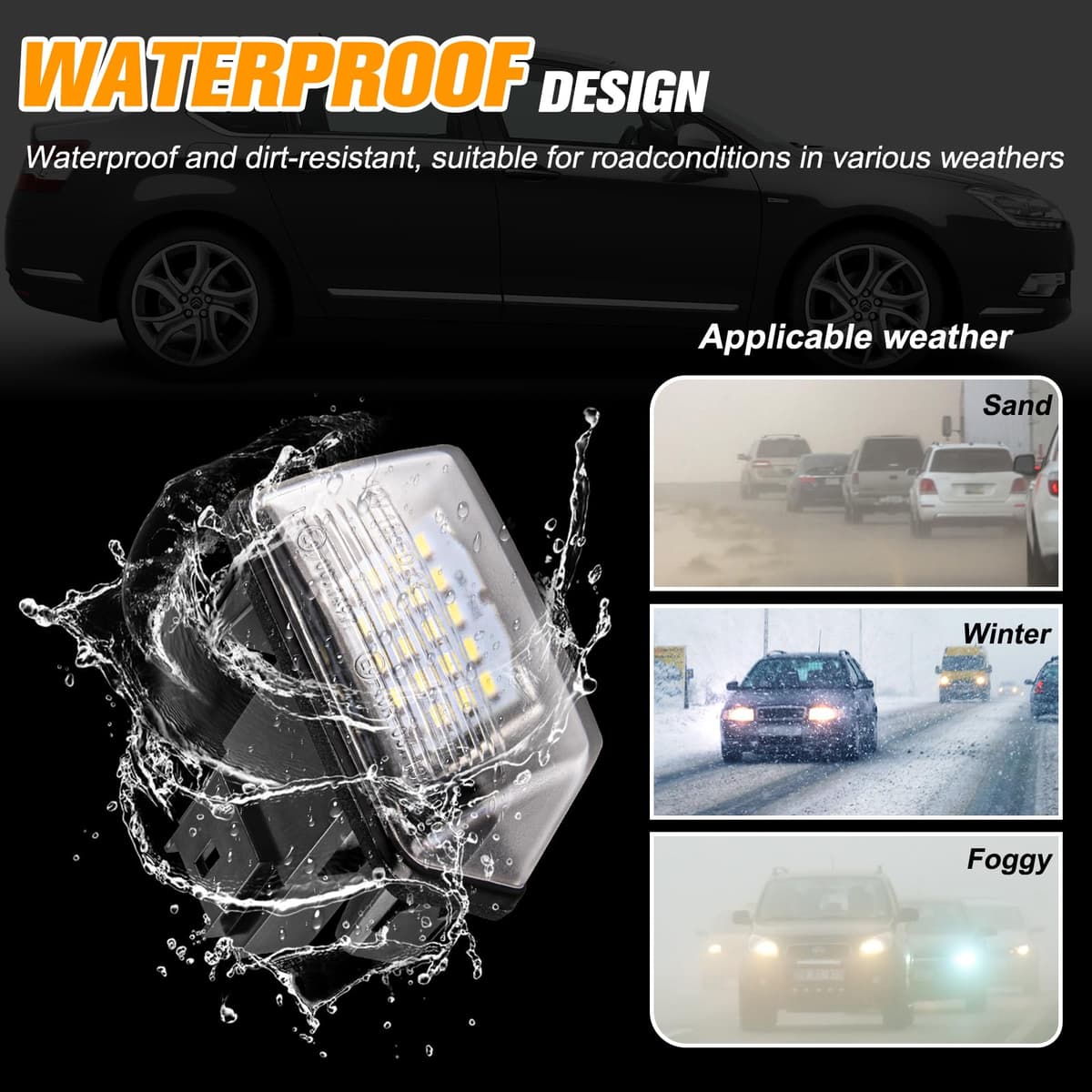 Luces LED Matrícula para 206 207 407 406 306 307 308 5008, Luz Matrícula para Citro-en C3 PICASSO C4 C5 BERLINGO B9 M49 M59 SAXO XSARA, LED Matrícula 2 Piezas Canbus — view 6
