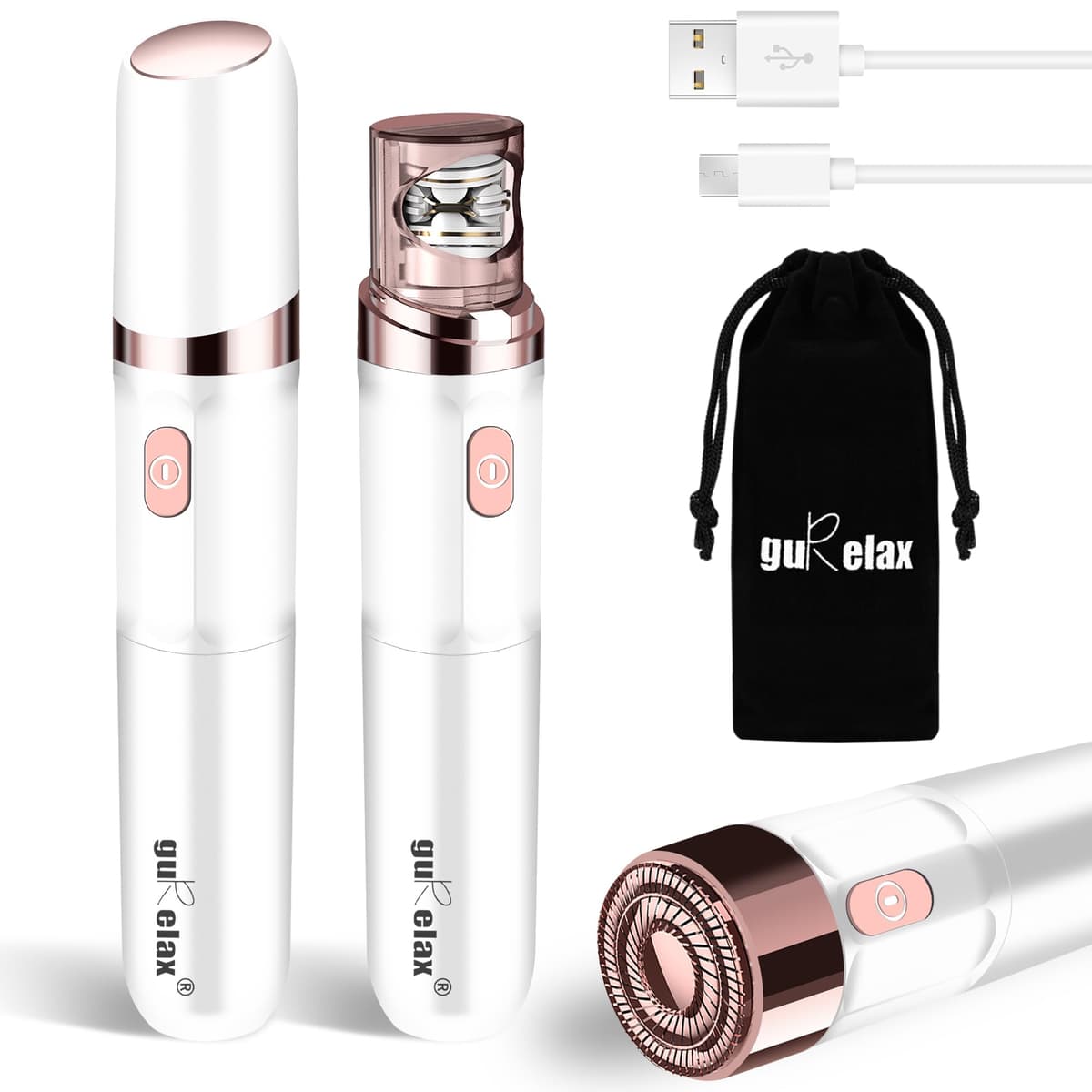 Gurelax Touch - Depilación facial para mujer, sin dolor, dispositivo recargable, 2 cabezales de repuesto, afeitadora facial Peach para labio superior y barbilla — view 10