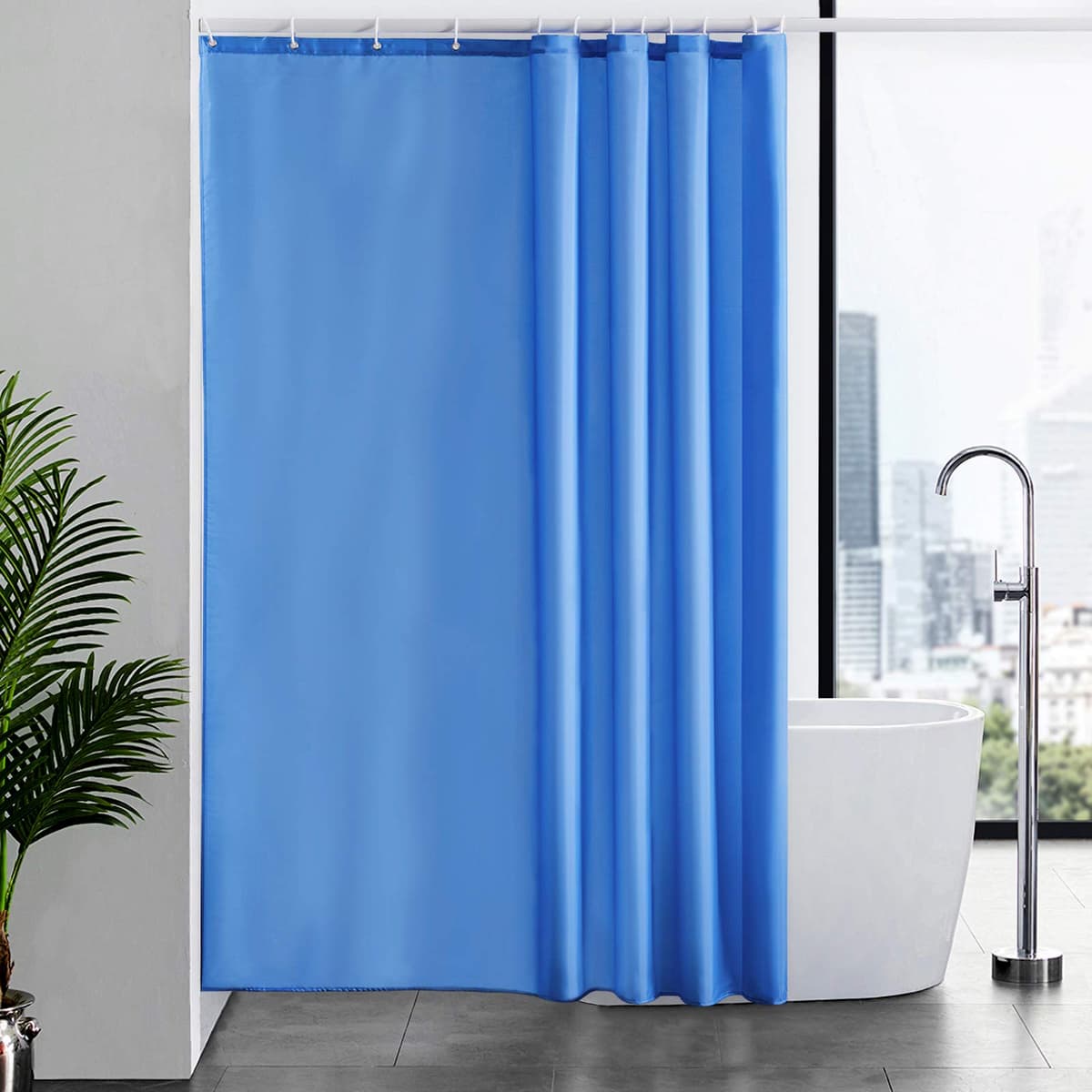 Furlinic Navy Shower Curtain Anti Mould Resistant Waterproof Bathroom Curtains Washable Polyester Fabric 90x180cm with Weight Tape for Bath Wet Room 35x72 Inch. — view 136