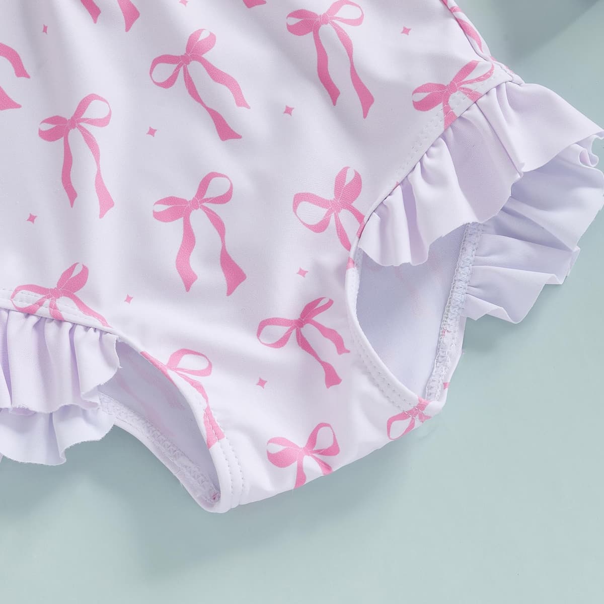 JENJON Traje de Baño a Rayas para Bebé Niña con Volantes Mangas Lindo Floral Traje de Baño de Una Pieza con Cremallera Protección UV y Gorro de Playa Verano — view 6