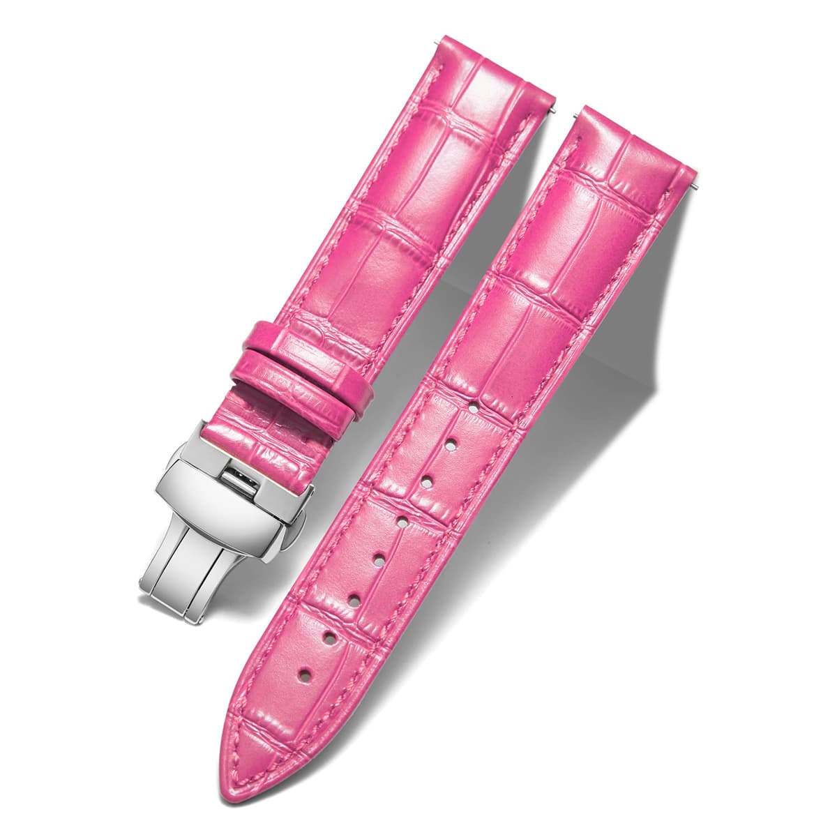 BINLUN Correa de Reloj de Cuero Correa de Piel Repuesto para Hombres/Mujeres con Hebilla de Despliegue Mariposa Plata/Oro/Oro Rosa 12mm-24mm 10 Colores — view 37