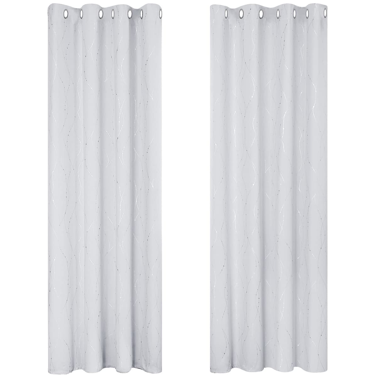 Deconovo Soft Dotted Line Foil Printed Blackout Curtains Thermal Insulated Curtains Eyelet Energy Efficiency Room Darkening Curtains for Bedroom 52 x 72 Inch Light Grey 2 Panels — view 63