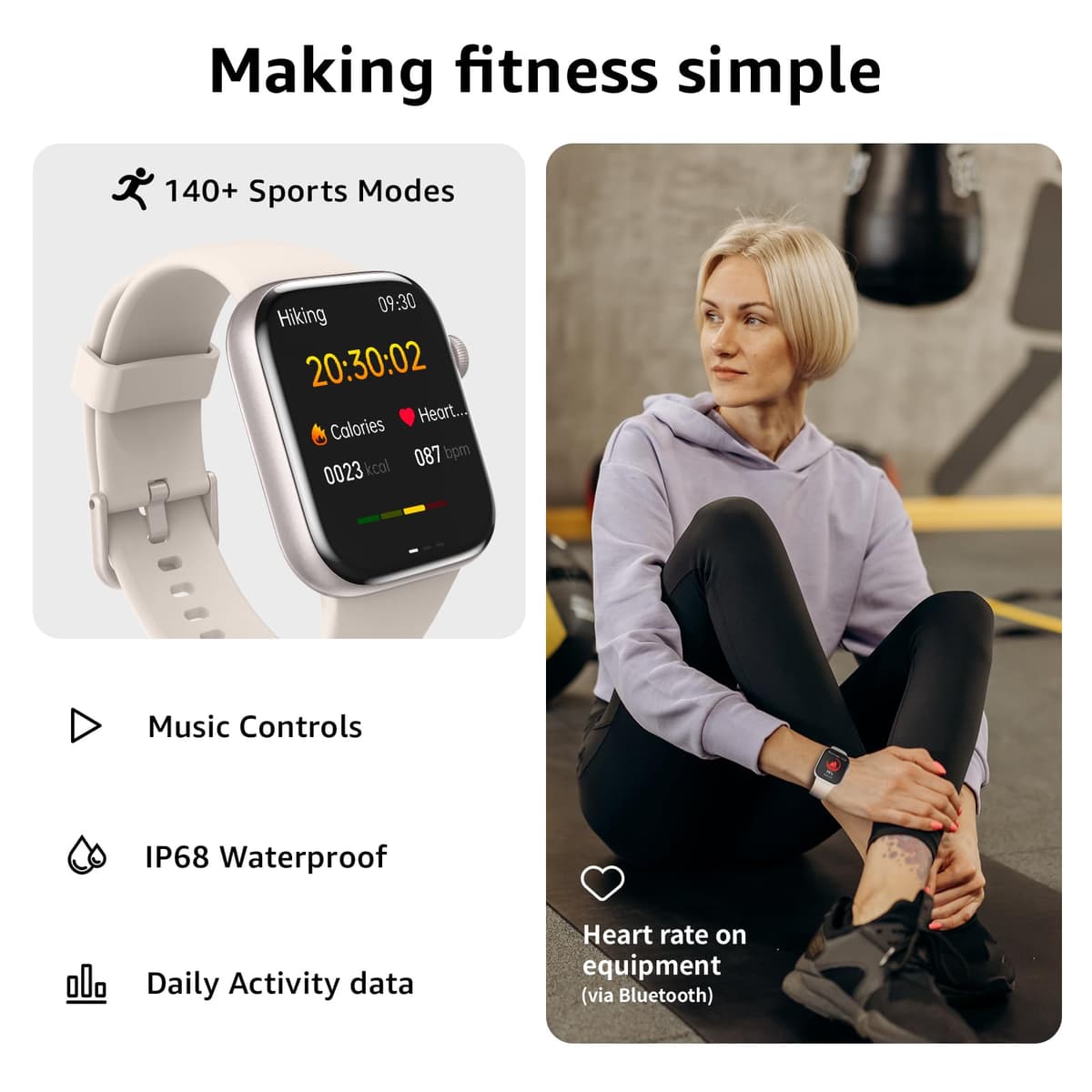 Smart Watch for Men Women Answer/Make Call, 1.85" Smartwatch, Fitness Watch with Heart Rate Blood Pressure Sleep Monitor, 140+Sports, IP68 Waterproof Step Counter Watch Compatible with Android IOS — view 2