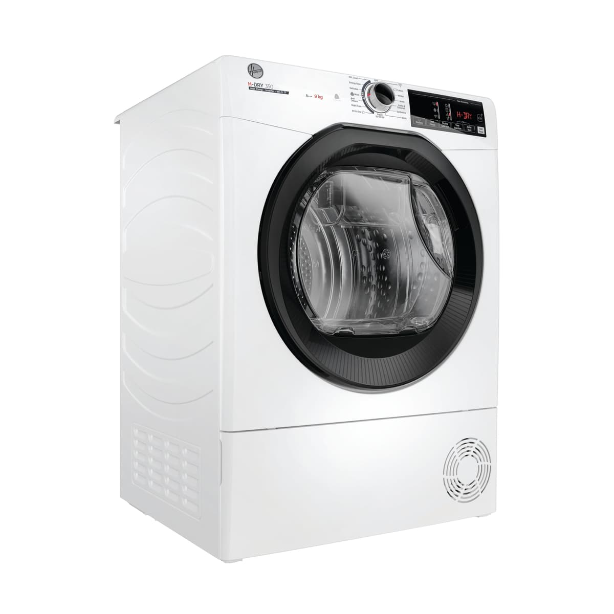 Hoover H-DRY 350 Freestanding Heat Pump Inverter Tumble Dryer, 9 Kg, Class A+++, Wi-Fi & Bluetooth, Four Drying Levels, Aquavision & Advanced Care, White, 59.6x60.4x85 cm - HRE H9A3TBE-80/N — view 3