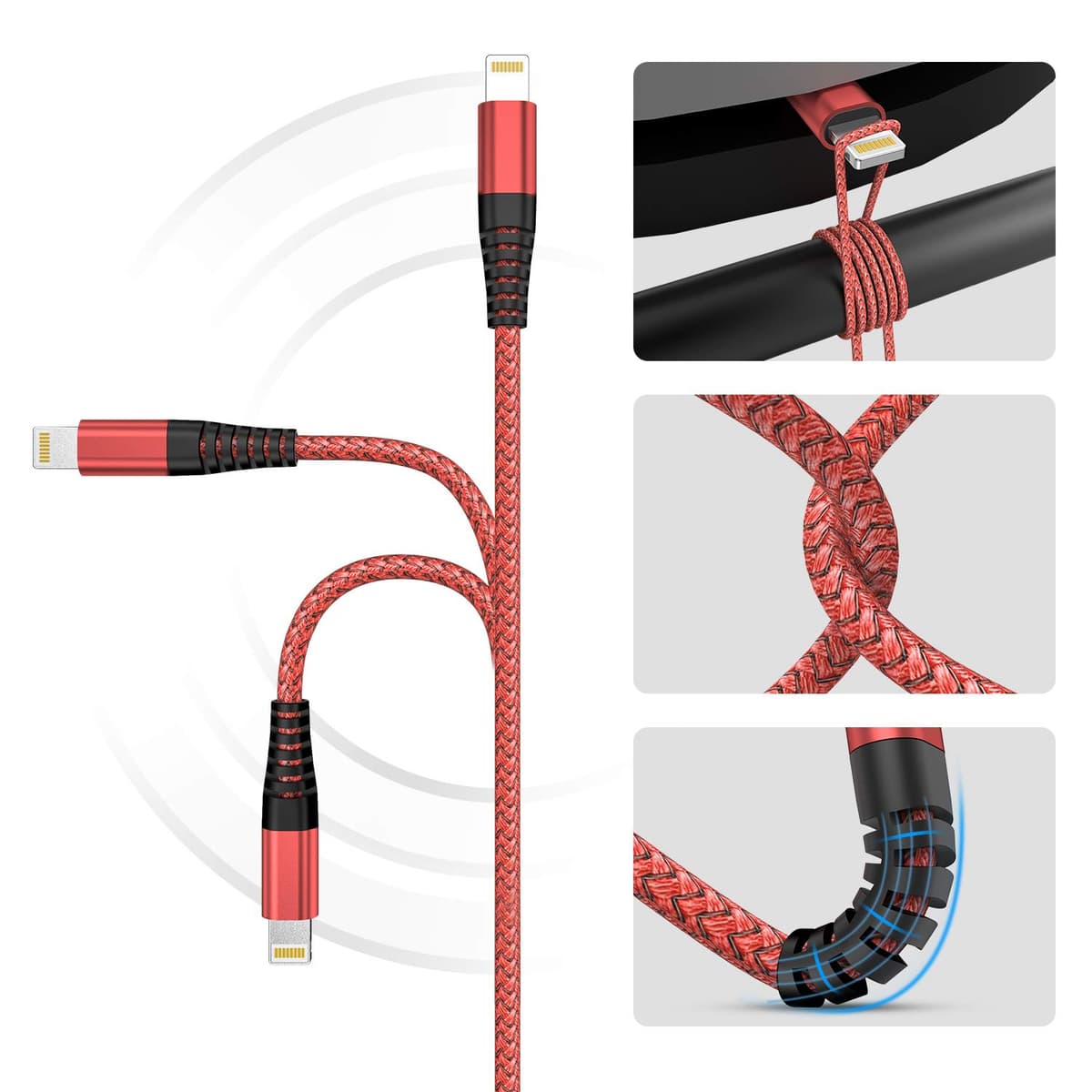 Ofuca iPhone Charger,3Pack 6FT/1.8M iPhone Charger Cable MFi Certified Lightning Cable Fast Charging Wire Compatible with iPhone 14 13 12 11 Pro Max XS XR X 8 7 6 Plus 5 SE — view 3