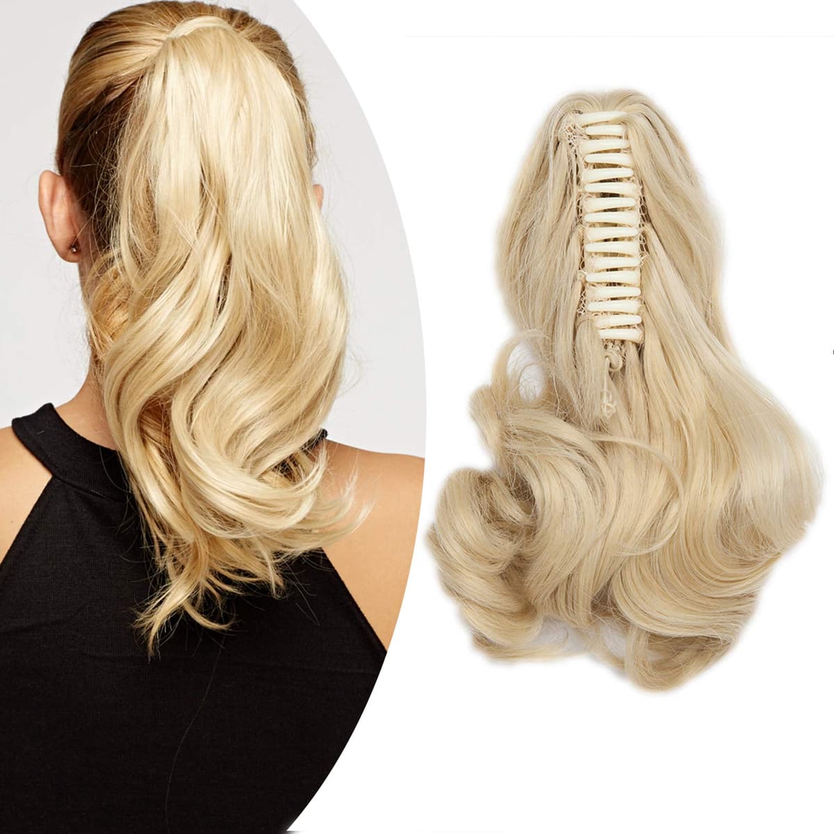 17"(43cm) SEGO Ponytail Long Synthetic Hair Looks Natural [Red Brown/Orange] Clip in Hair Extensions Curly Tail Ponytail Extension (90g) — view 92