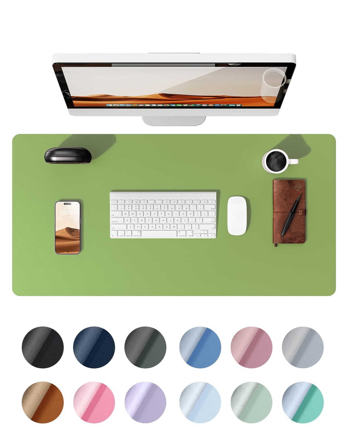 YSAGi Leather Desk Mat, Large Mouse Mat, Non-Slip Desk Pad, Waterproof Leather Table Protector Writing Pad for Office and Home (60 x 35 cm, Black) — view 50