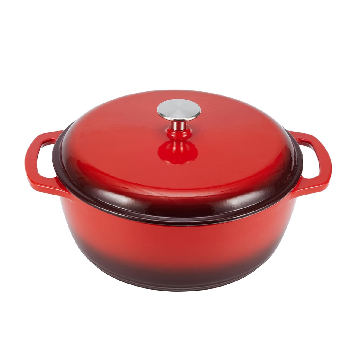 Amazon Basics Redondo Horno holandés de hierro fundido esmaltado, 5.7 L, Rojo