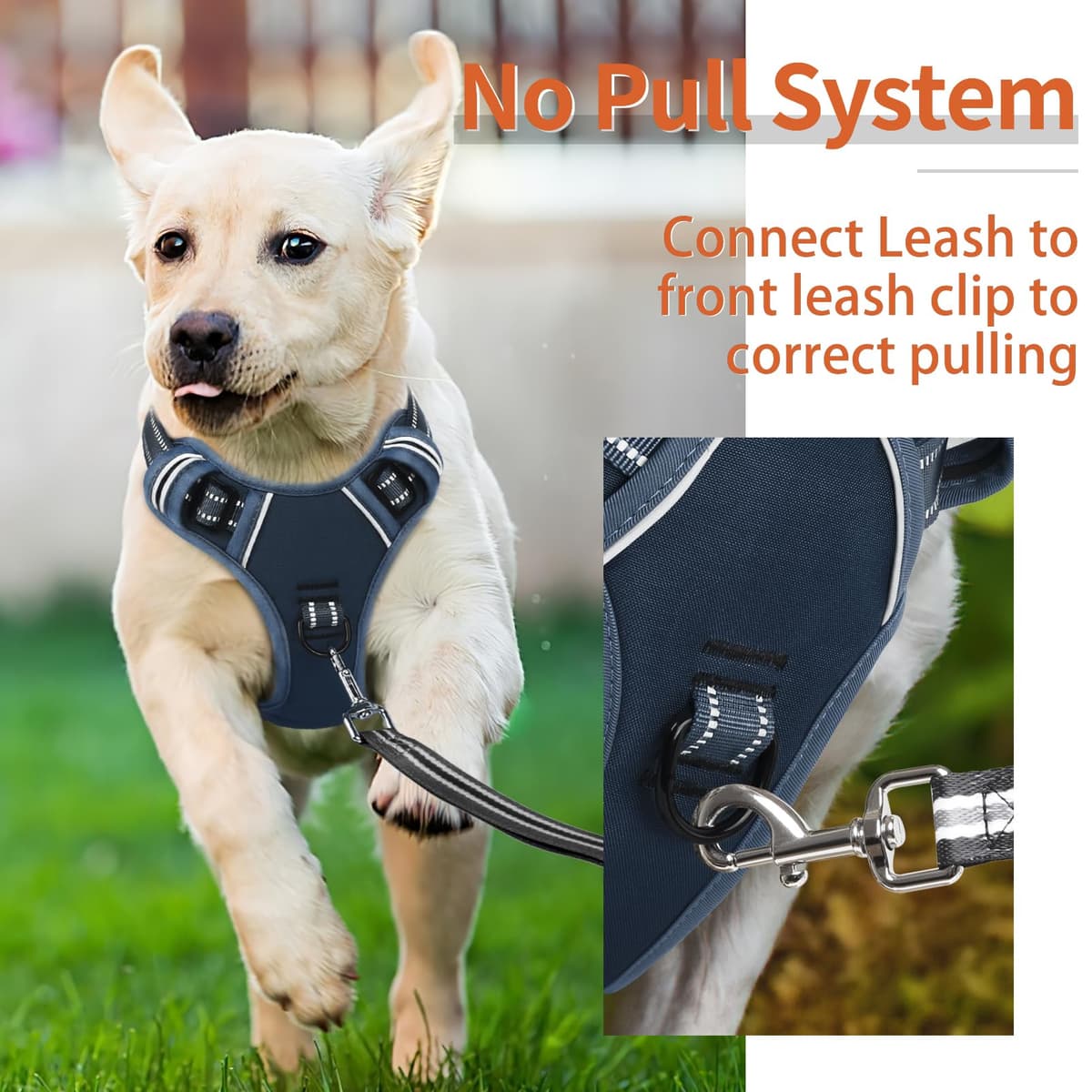 HEELE Dog Harness Medium No Pull Dog Vest Harness with Soft Handle Reflective Pet Harness for Outdoor Training Walking, Black, M — view 46