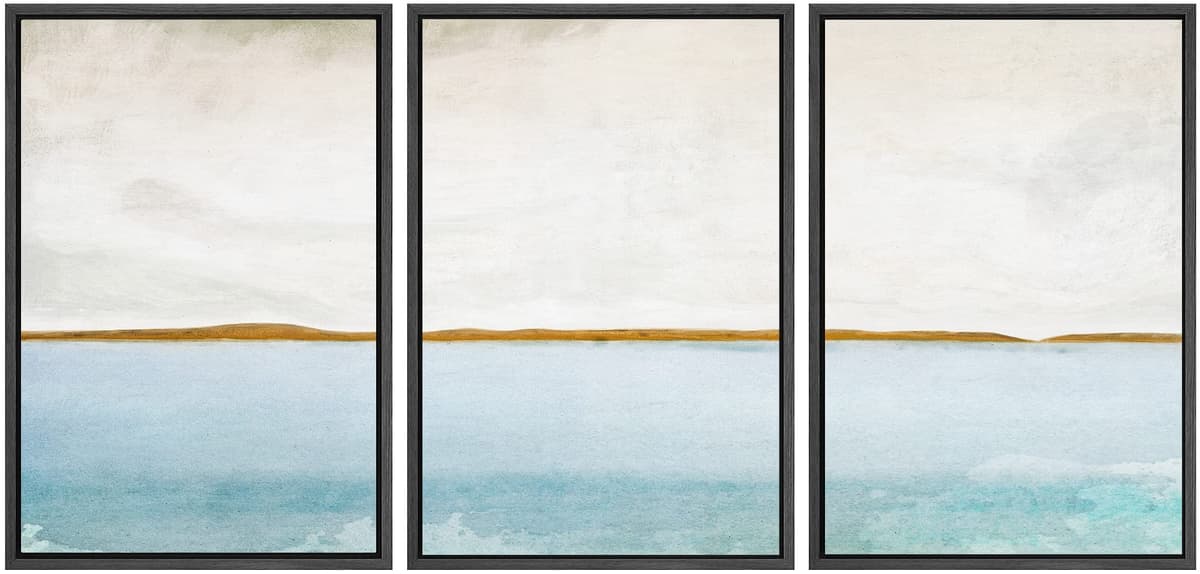 SIGNWIN Framed Canvas Print Wall Art Set Coastal Serenity Abstract Seaside Illustrations Modern Art Decorative Rustic Calm/Zen for Living Room, Bedroom, Office - 24"x36"x3 Natural — view 15