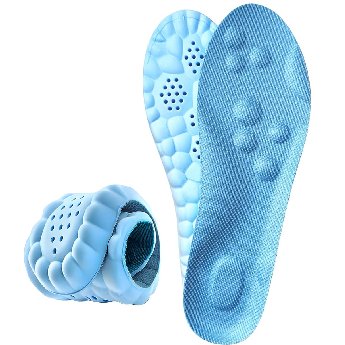 Memory Foam Insoles with Arch Support for Women Men,Comfort Massage Insoles Replacement Shoe Inserts for Trainers Sneakers Sports Shoes Work Boots,Breathable,Shock Absorption (5/5.5UK, Black) — view 12