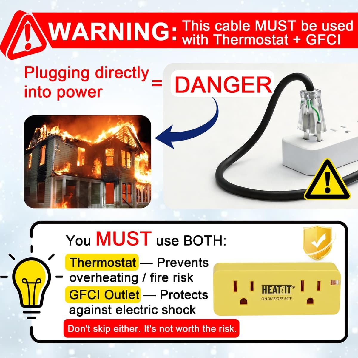 HEAITIT HIRD 30 feet Roof & Gutter De-Icing Cable — view 2