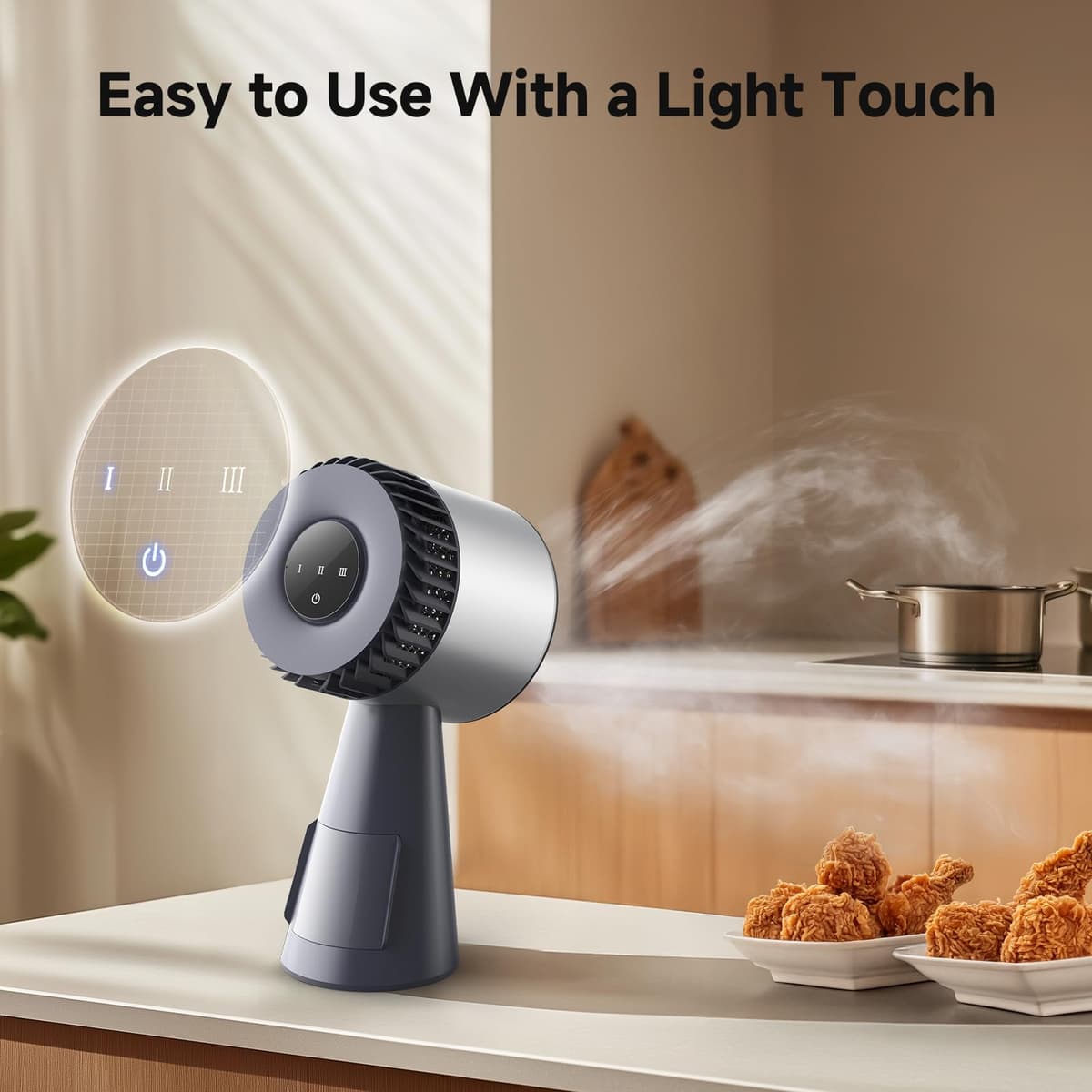 AAOBOSI Desktop Cooker Hood, Mini Household Extractor Fan Kitchen with 3 Wind Speed, Removable and Washable Filter, Large Oil Collection Cup, Portable Extractor Hood for Kitchen,RV,Hot Pot,BBQ — view 5