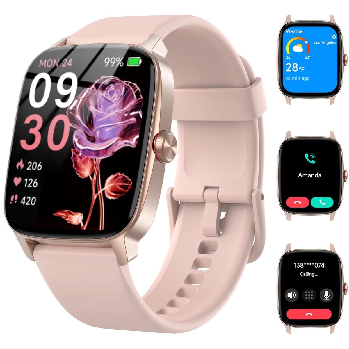 Smart Watch Woman Man with Bluetooth Calls and AI Voice, 1.85 Inch Smartwatch with WhatsApp Notification, Heart Rate Monitor/SpO2/Sleep/Pedometer, 110+ Sports Modes, Waterproof IP68 for iOS/Android