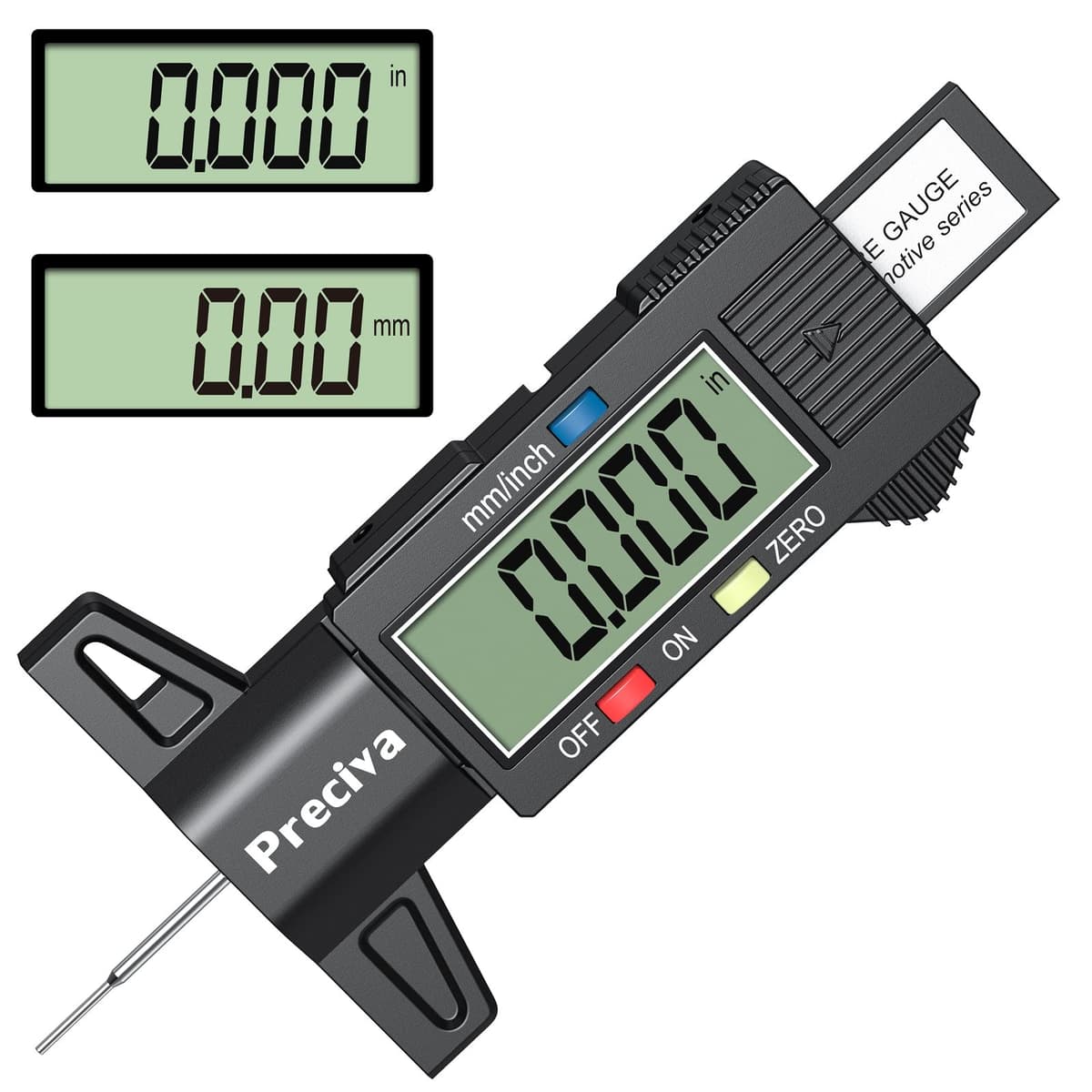 Tyre Tread Depth Gauge, Preciva Silver 0-25.4mm/Inch Digital Tire Checker UK, Tyres Depths Measuring Tool with Large LCD Screen for Cars, Trucks, Vans — view 12